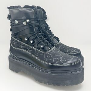 Dr. Martens Jadon Frills Black Leather Goth Rock Platform Boots Women's Size 8